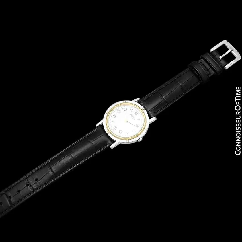 Hermes Mens Clipper 2-Tone Quartz Watch - Stainless Steel & 18K Gold Plated