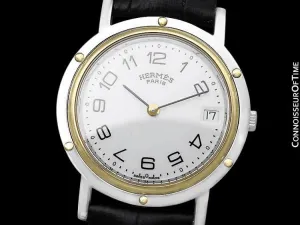 Hermes Mens Clipper 2-Tone Quartz Watch - Stainless Steel & 18K Gold Plated