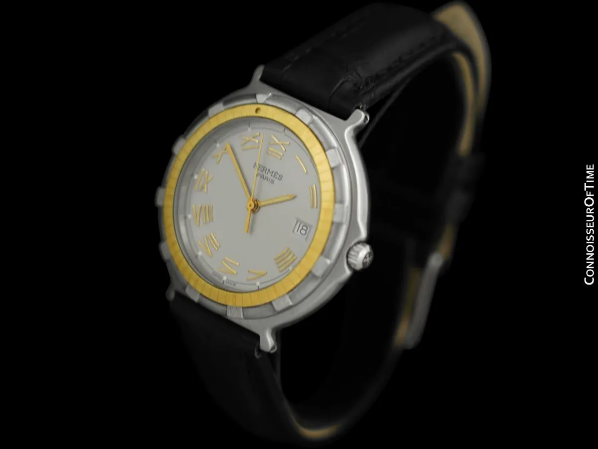Hermes Mens Full Size Captain Nemo Quartz Divers Watch - Stainless Steel & 18K Gold Plated
