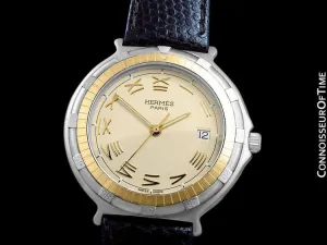 Hermes Mens Full Size Captain Nemo Quartz Divers Watch - Stainless Steel & 18K Gold Plated