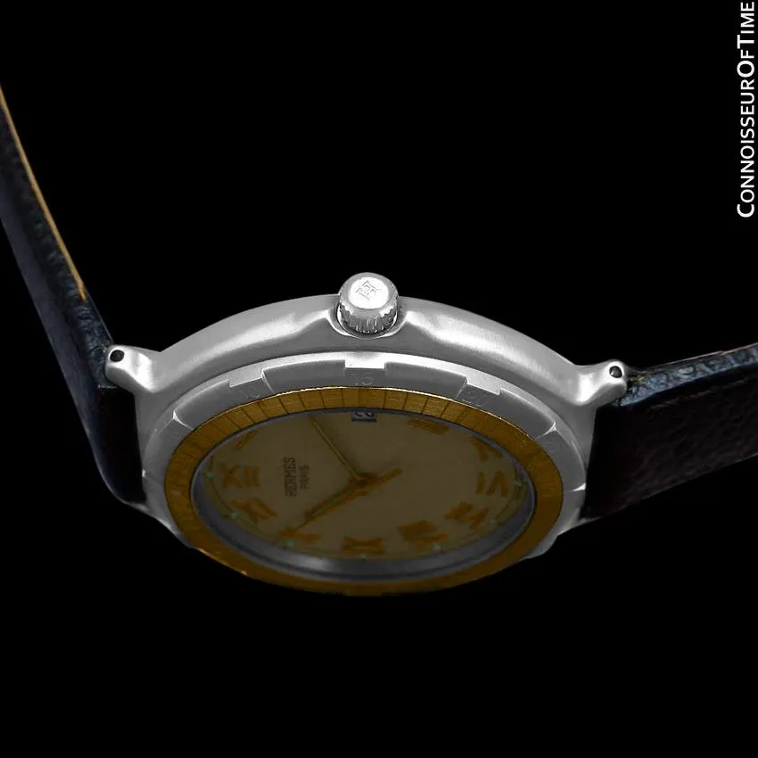 Hermes Mens Full Size Captain Nemo Quartz Divers Watch - Stainless Steel & 18K Gold Plated