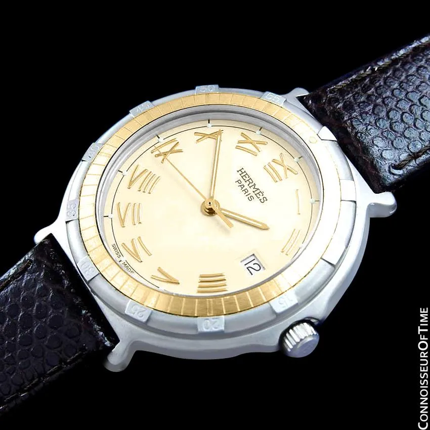 Hermes Mens Full Size Captain Nemo Quartz Divers Watch - Stainless Steel & 18K Gold Plated