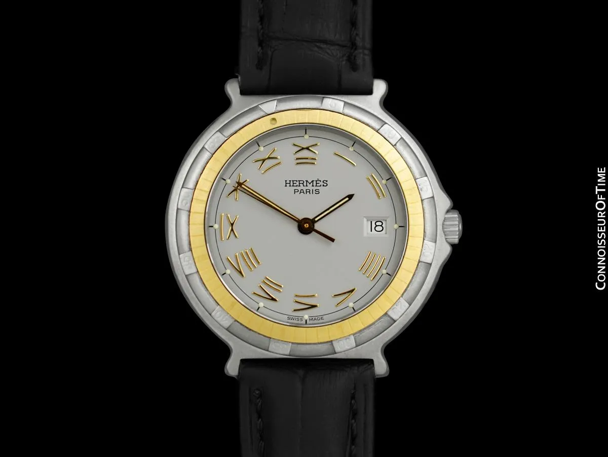 Hermes Mens Full Size Captain Nemo Quartz Divers Watch - Stainless Steel & 18K Gold Plated