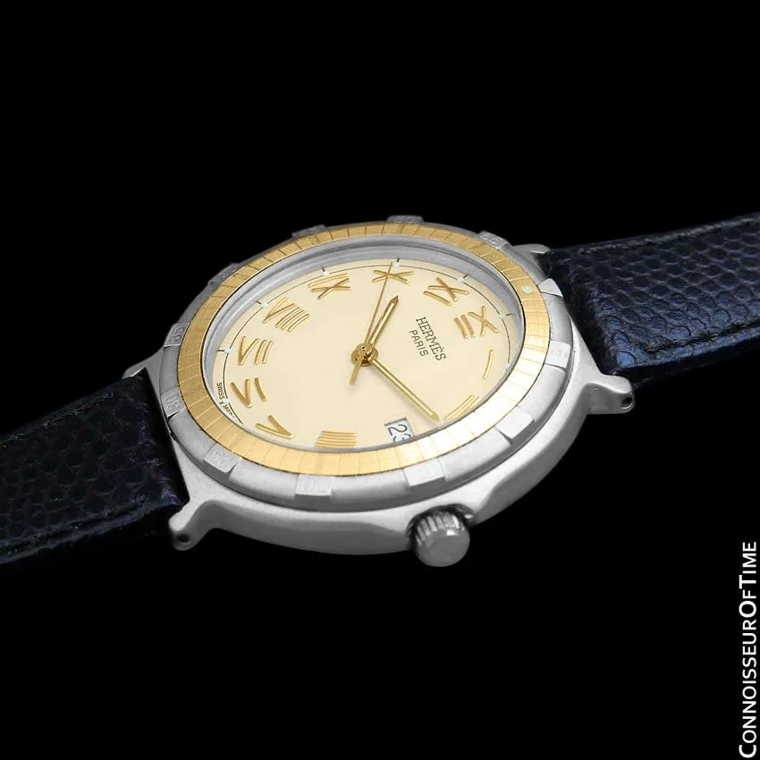 Hermes Mens Full Size Captain Nemo Quartz Divers Watch - Stainless Steel & 18K Gold Plated