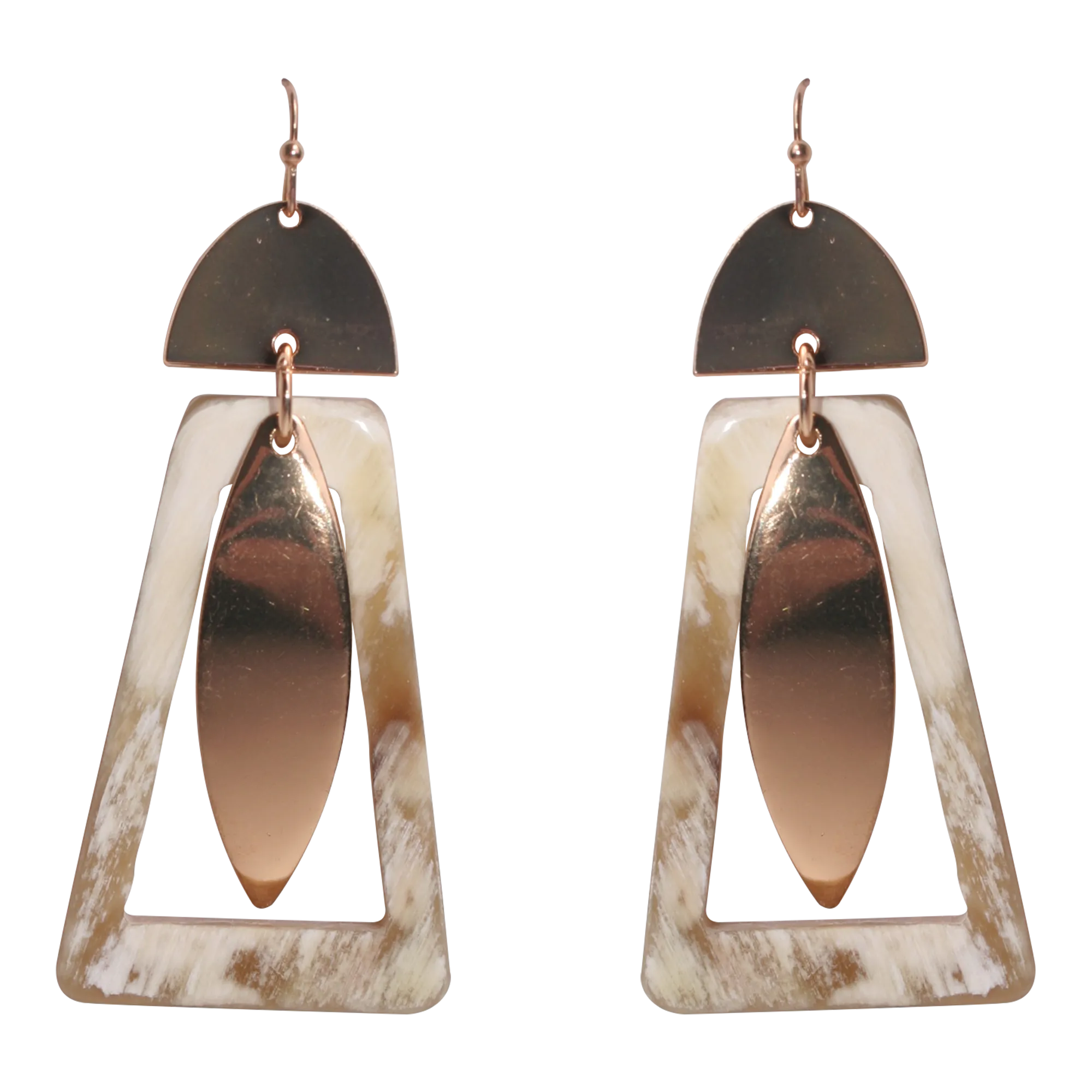 Iconography Rose Gold & Horn Drop Earrings