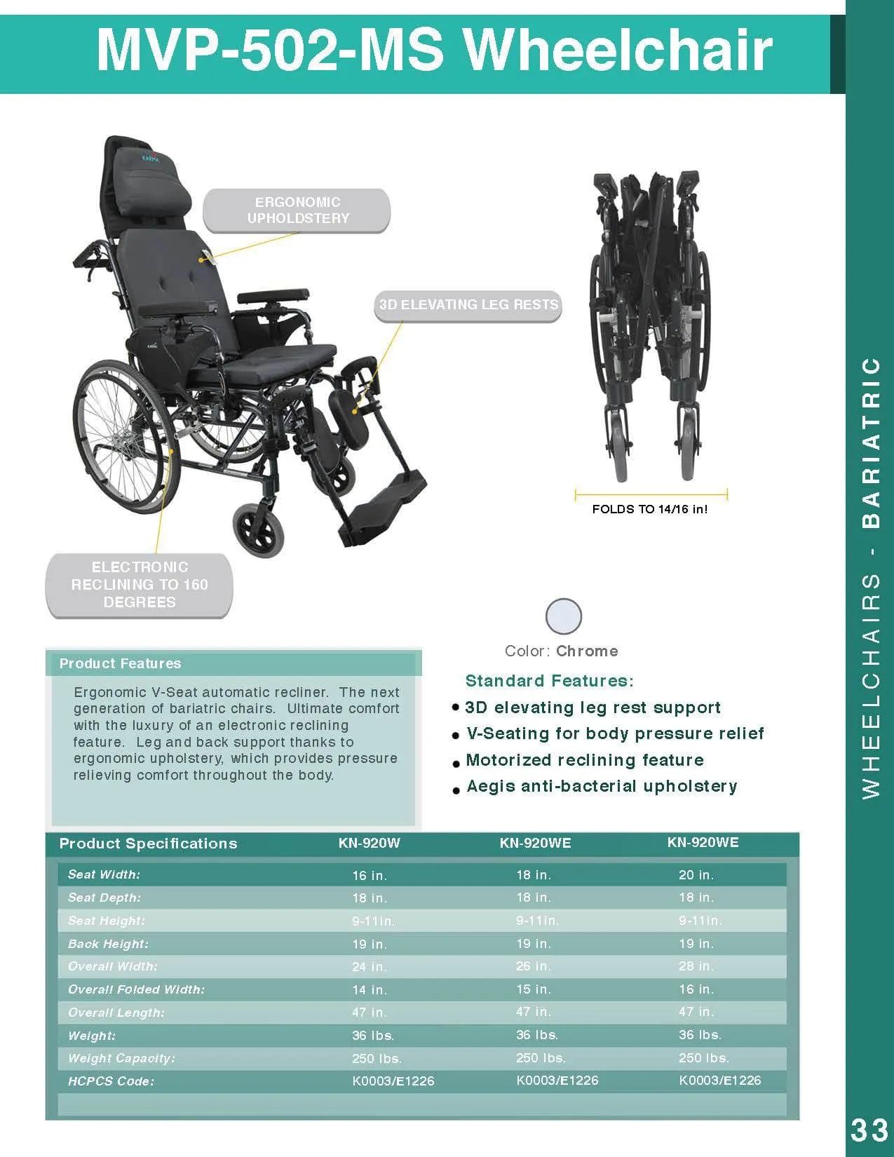 Karman MVP-502 Lightweight Reclining Wheelchair