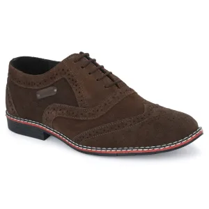 Kavacha Suede Leather Italic designed super comfortable (Memory Foam) formal shoe SG901 Derby For Men (Brown)