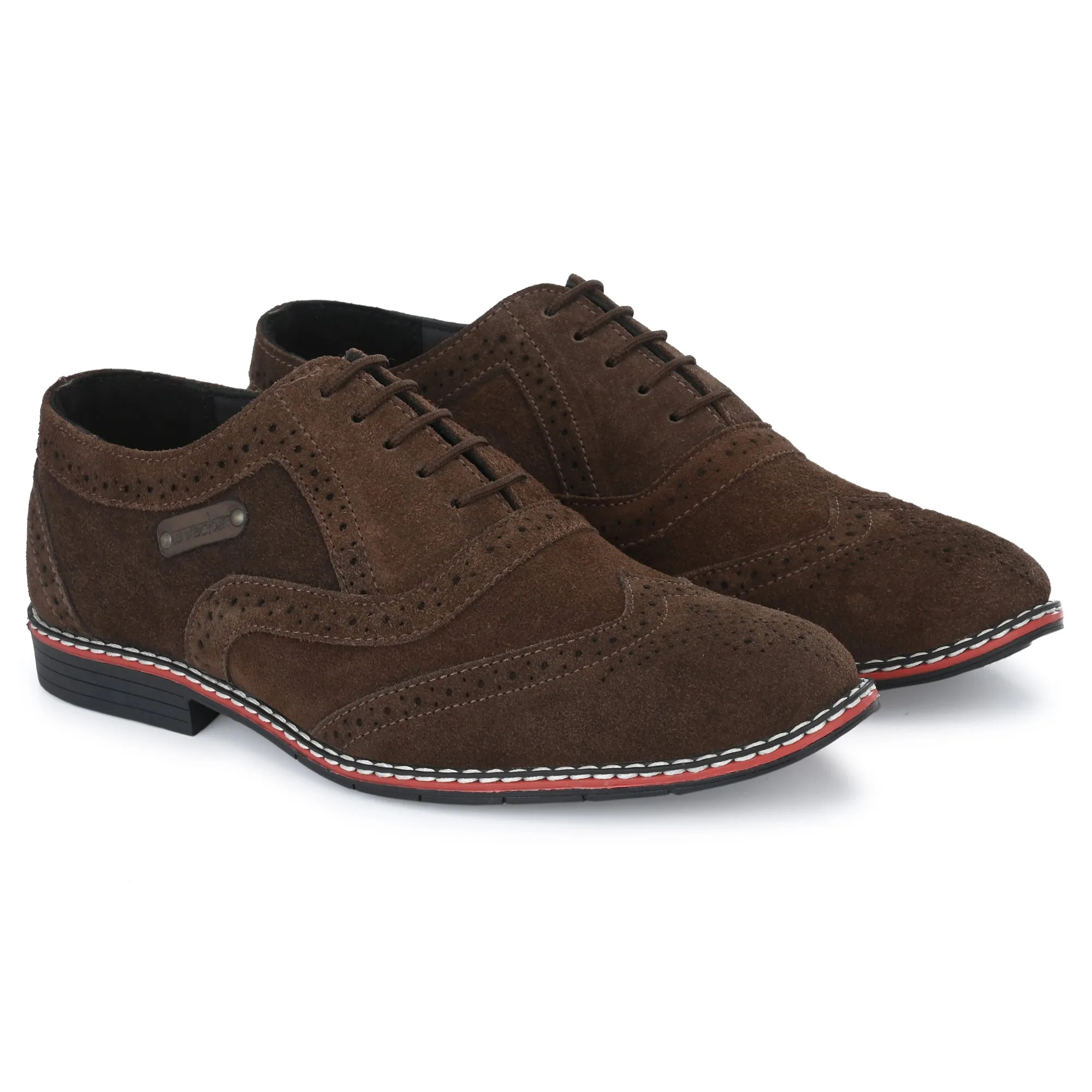 Kavacha Suede Leather Italic designed super comfortable (Memory Foam) formal shoe SG901 Derby For Men (Brown)