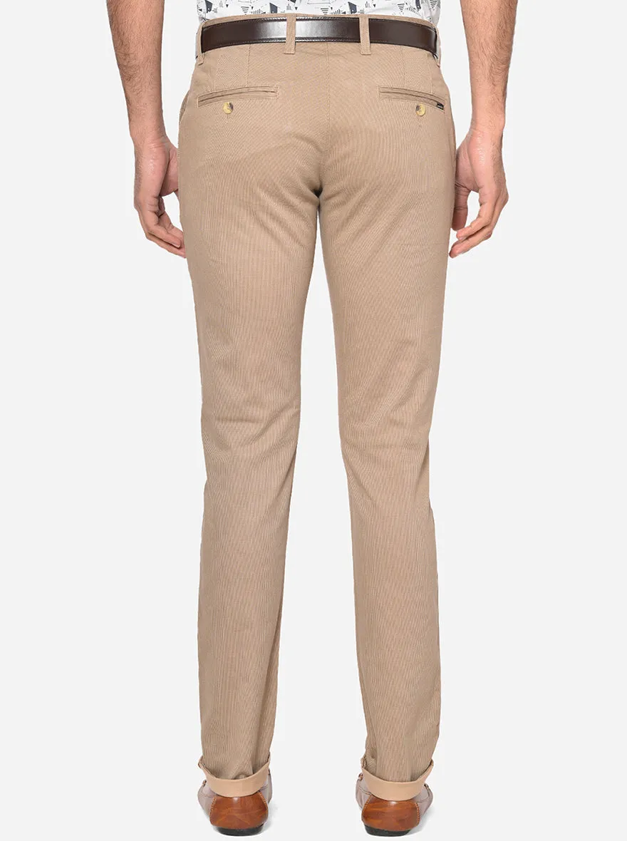 Khaki Solid Super Slim Fit Casual Trouser | Greenfibre