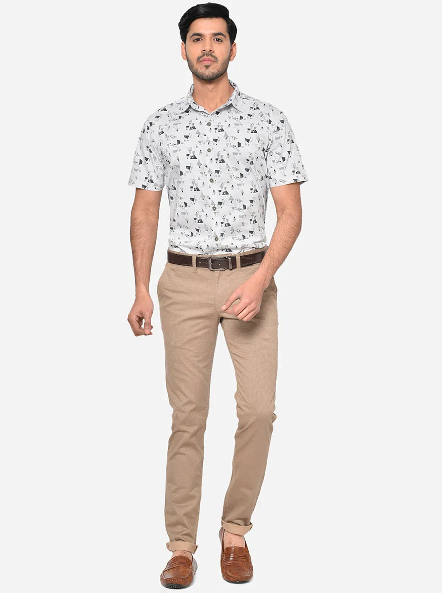 Khaki Solid Super Slim Fit Casual Trouser | Greenfibre