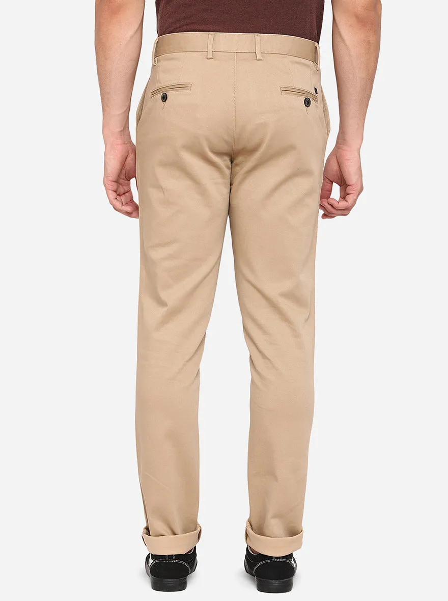 Khaki Solid Uno Fit Casual Trouser | JadeBlue