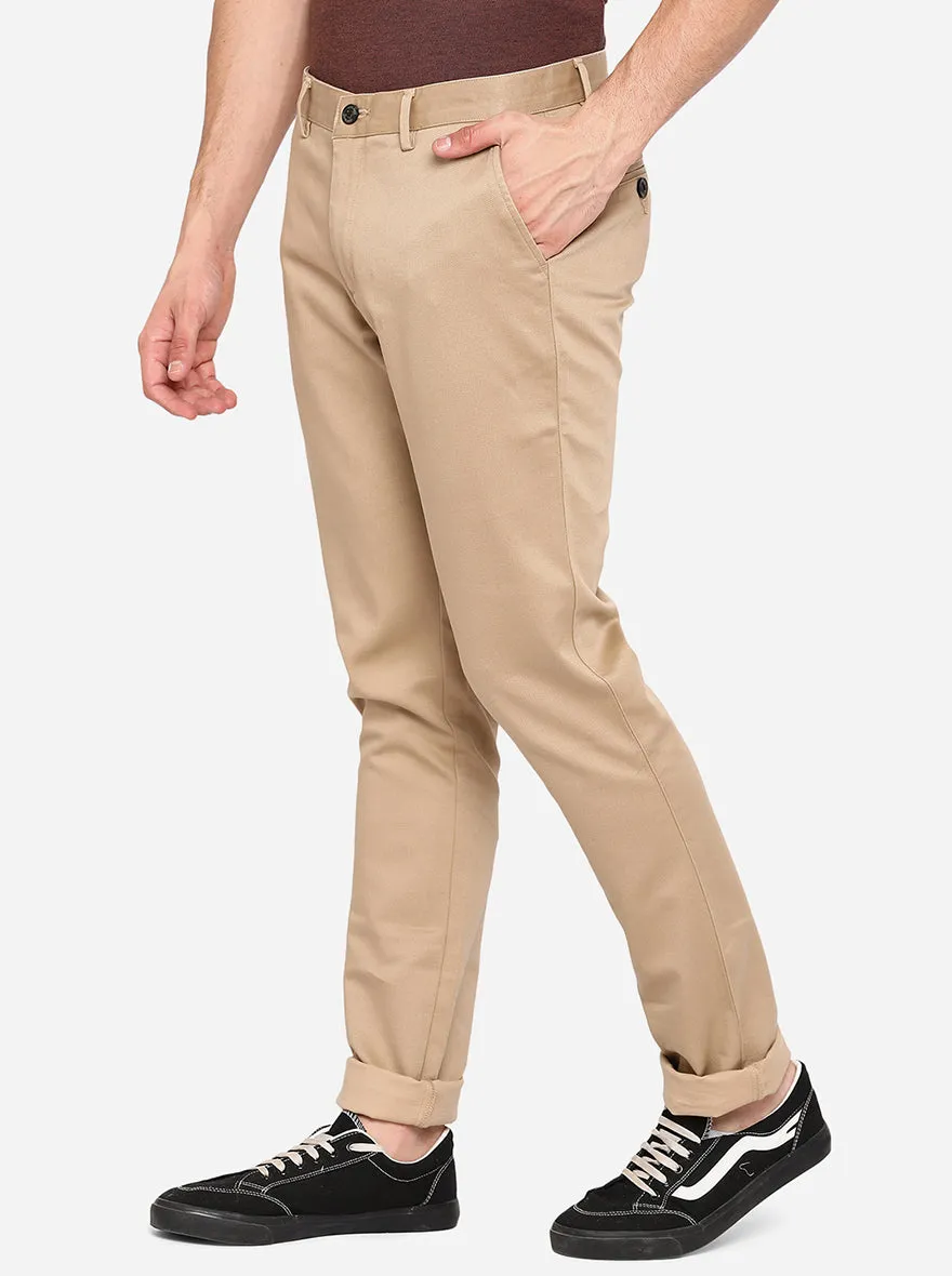 Khaki Solid Uno Fit Casual Trouser | JadeBlue