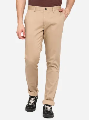 Khaki Solid Uno Fit Casual Trouser | JadeBlue