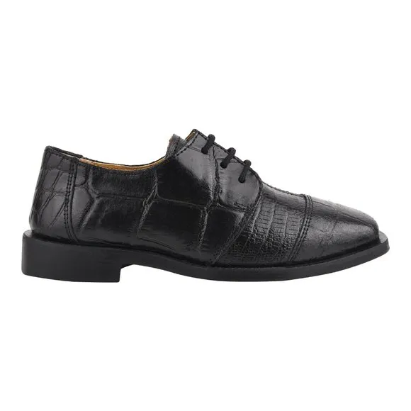 Kid's White Lace-Up Dress Shoes