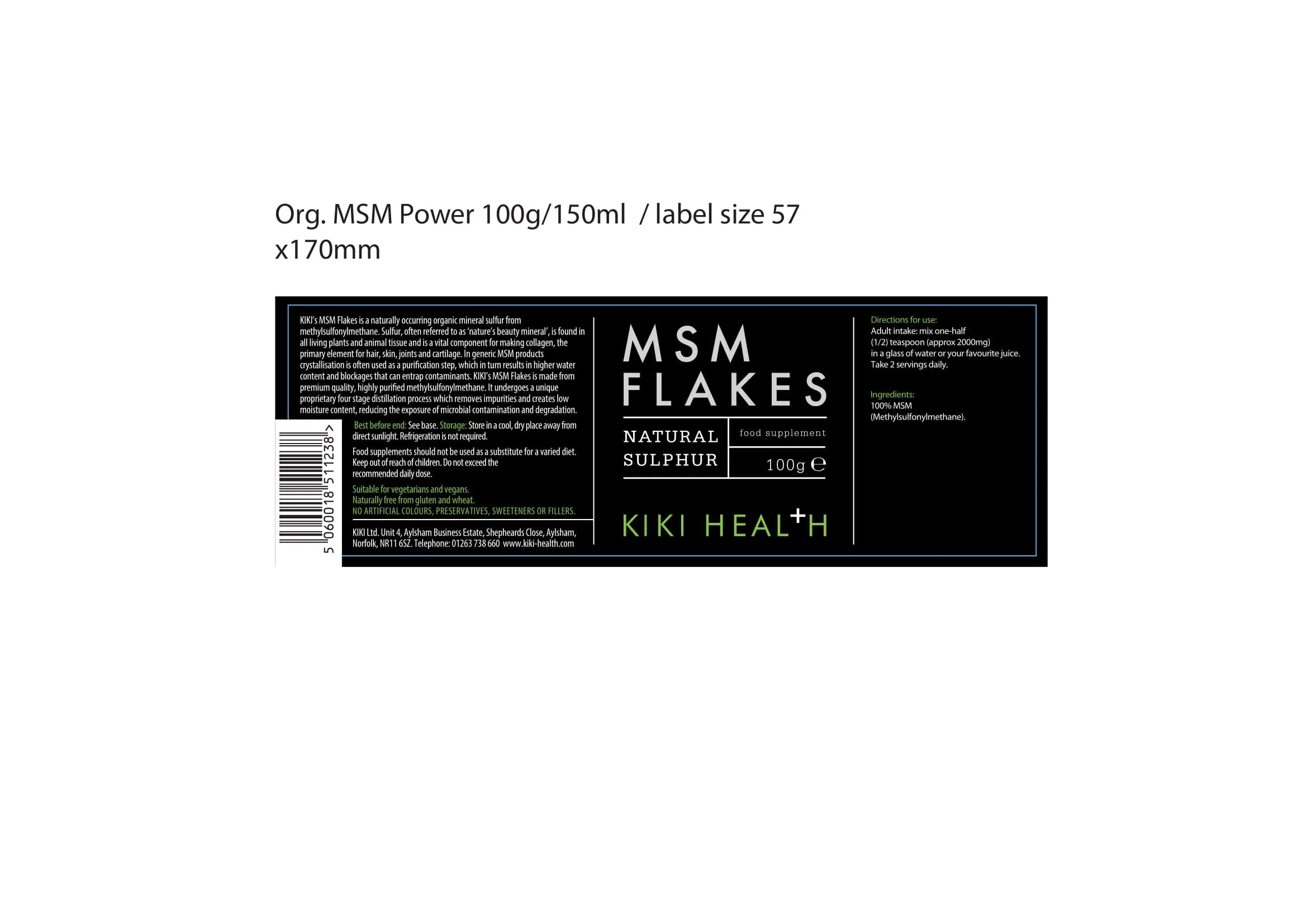 Kiki Health MSM Flakes 100g