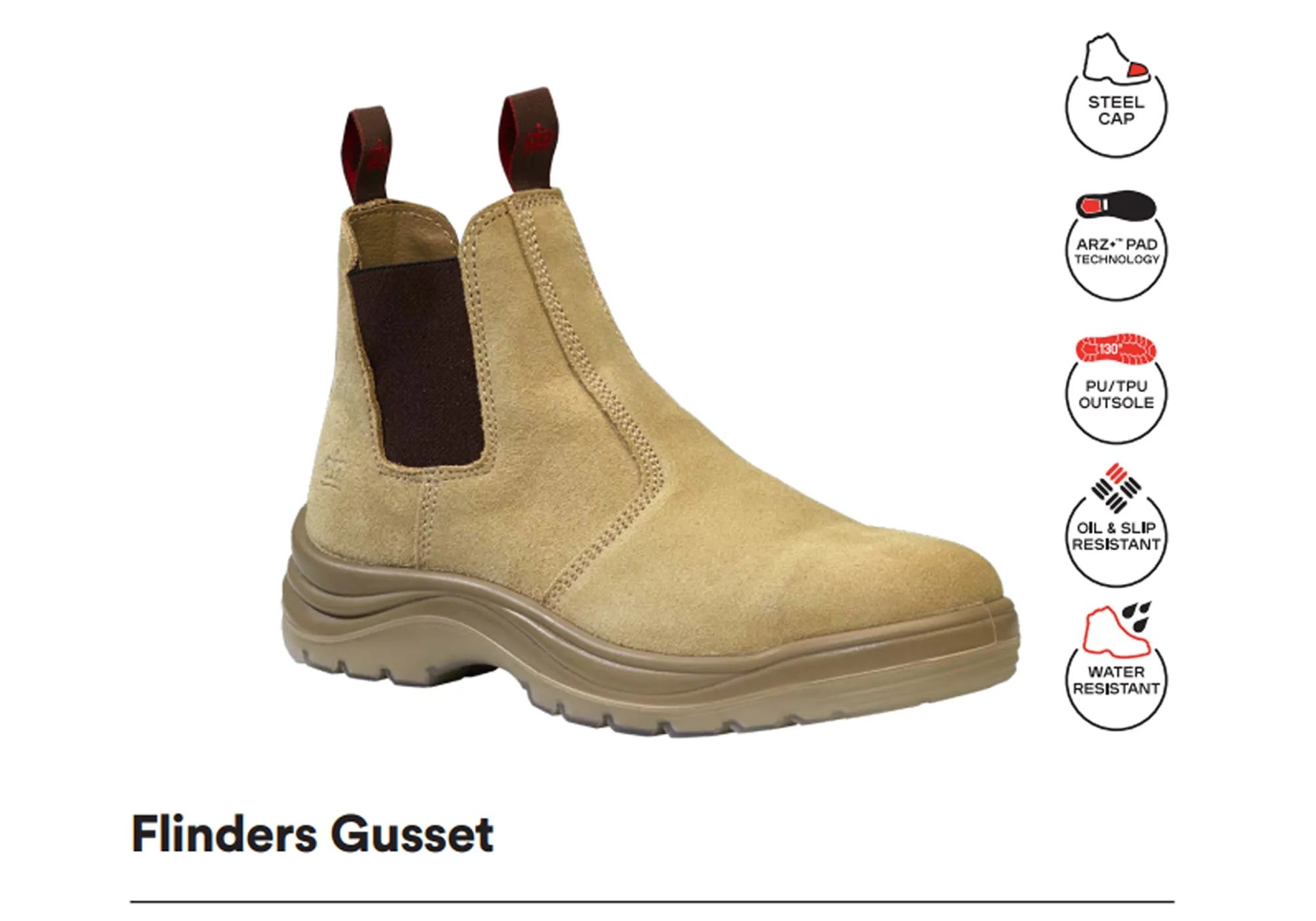 KingGee Mens Flinders Suede Steel Cap Gusset Work Boots