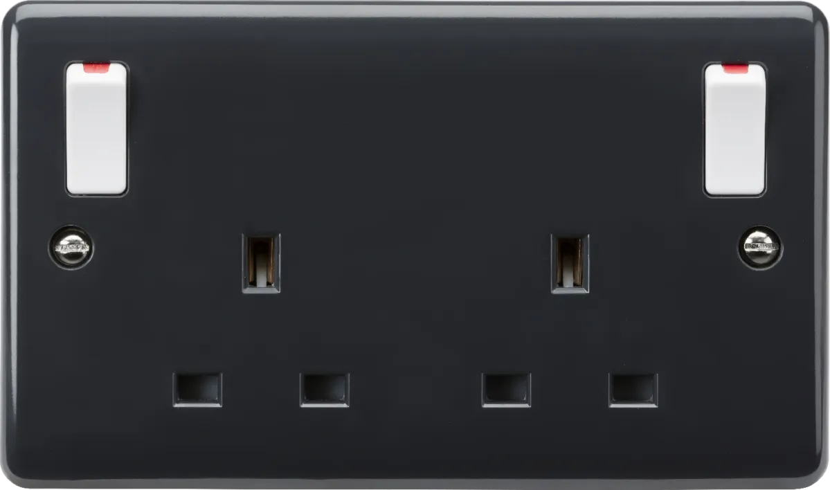 Knightsbridge PM9001 Part M 13A 2G DP switched socket with White Outboard Rockers