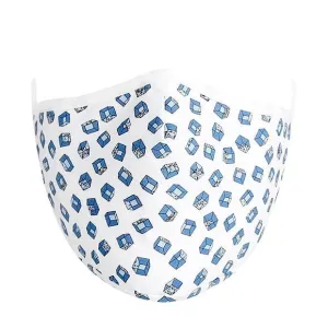 Kutehealth Designed Printed Washable Mouth Cover with 3Pcs 5 Layers Filters -BOXED OUT BLUE