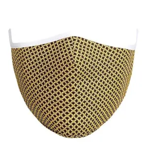 Kutehealth Designed Printed Washable Mouth Cover with 3Pcs 5 Layers Filters-YELLOW DAMASK
