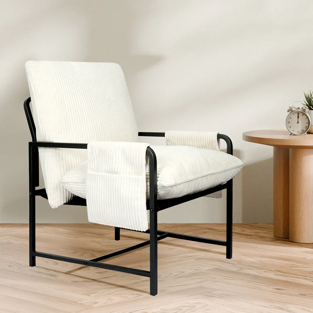 Levede Metal Framed Lounge Chair Corduroy in Beige