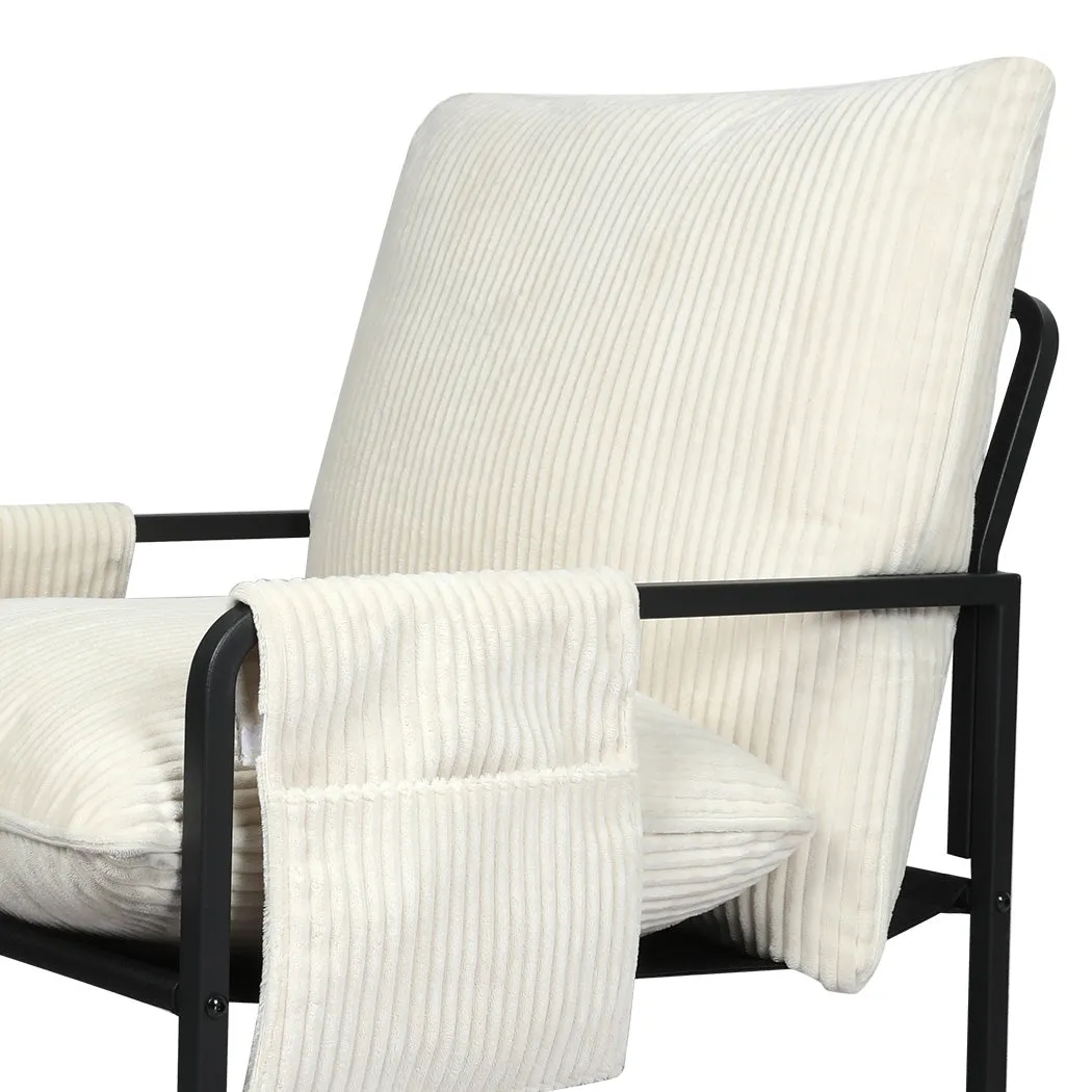 Levede Metal Framed Lounge Chair Corduroy in Beige
