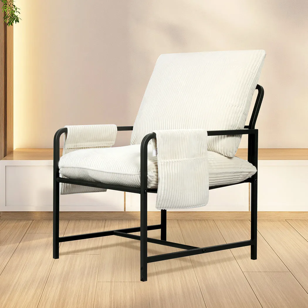 Levede Metal Framed Lounge Chair Corduroy in Beige