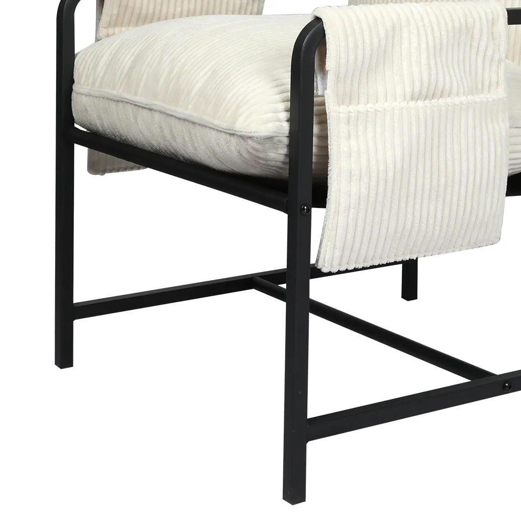 Levede Metal Framed Lounge Chair Corduroy in Beige
