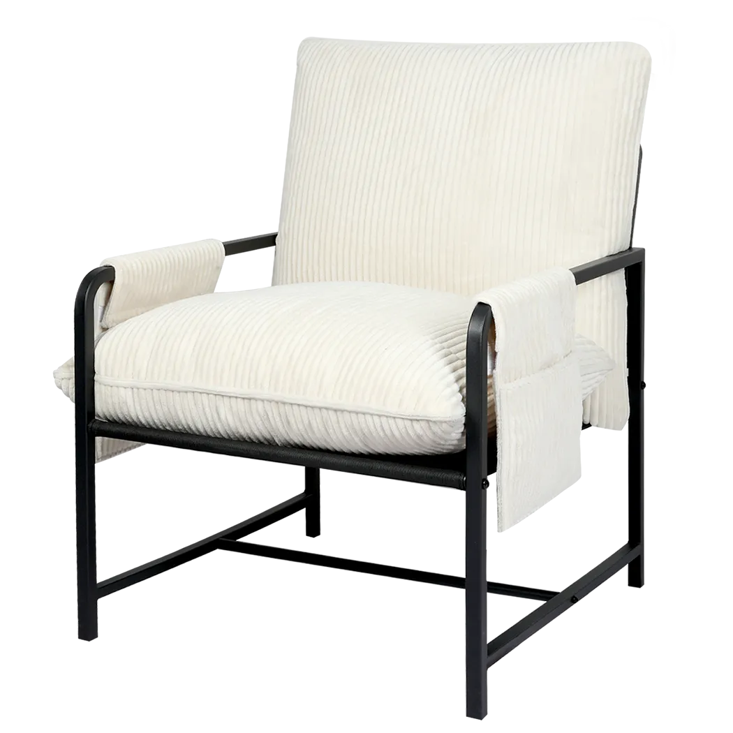 Levede Metal Framed Lounge Chair Corduroy in Beige