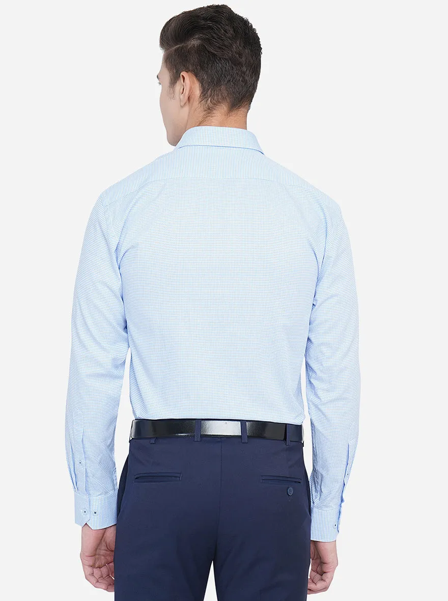 Light Blue Checked Regular Fit Formal Shirt | JadeBlue