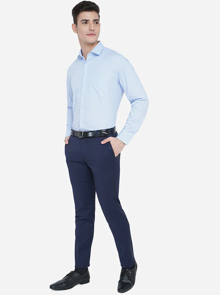 Light Blue Checked Regular Fit Formal Shirt | JadeBlue