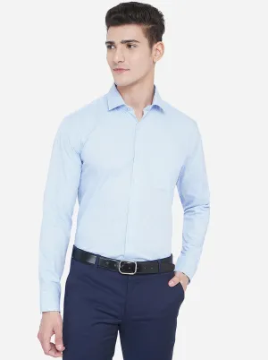 Light Blue Checked Regular Fit Formal Shirt | JadeBlue