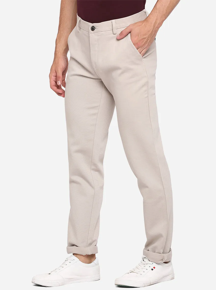 Light Grey Solid Uno Fit Casual Trouser | JadeBlue