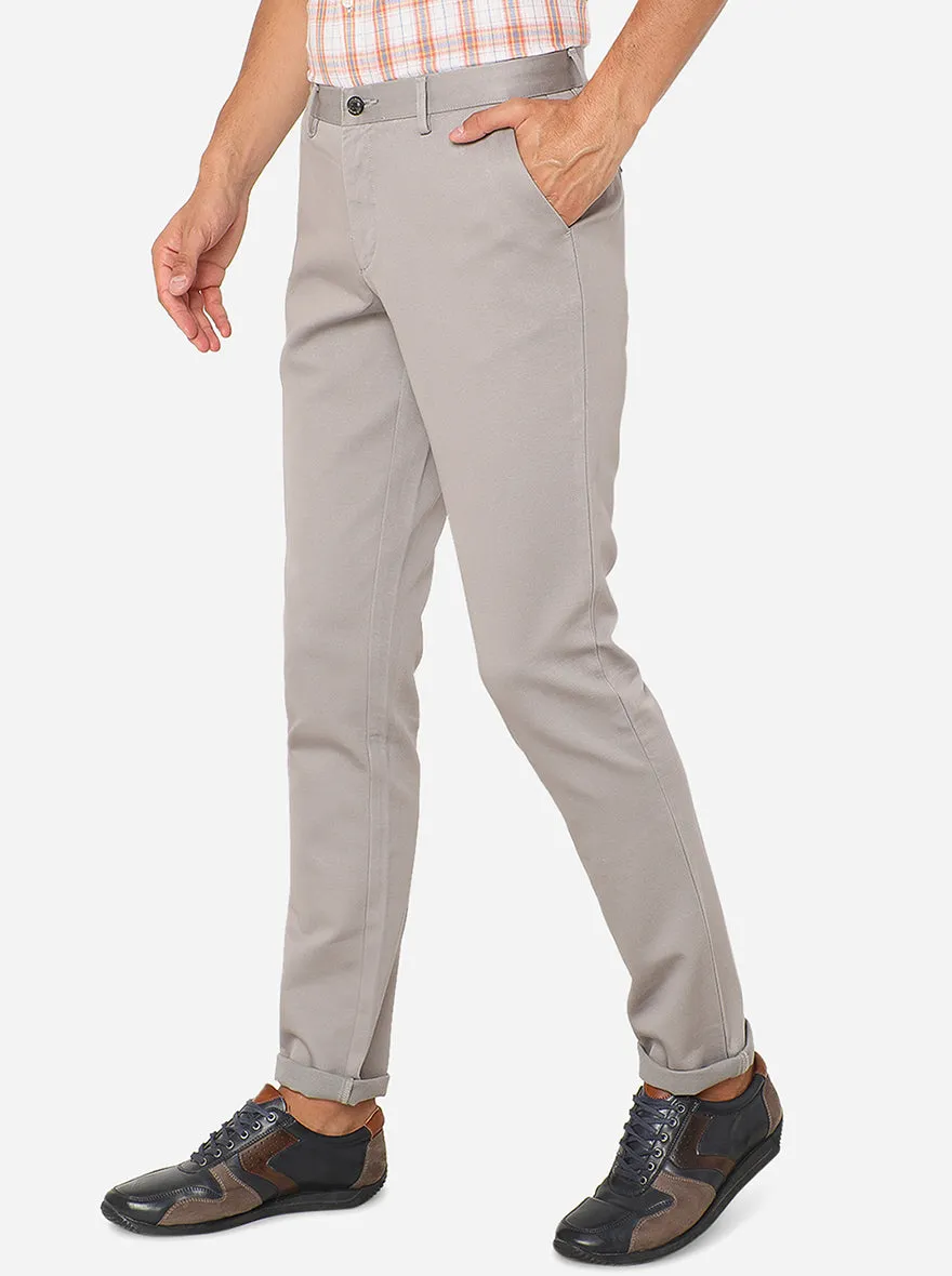 Light Grey Solid Uno Fit Casual Trouser | JadeBlue