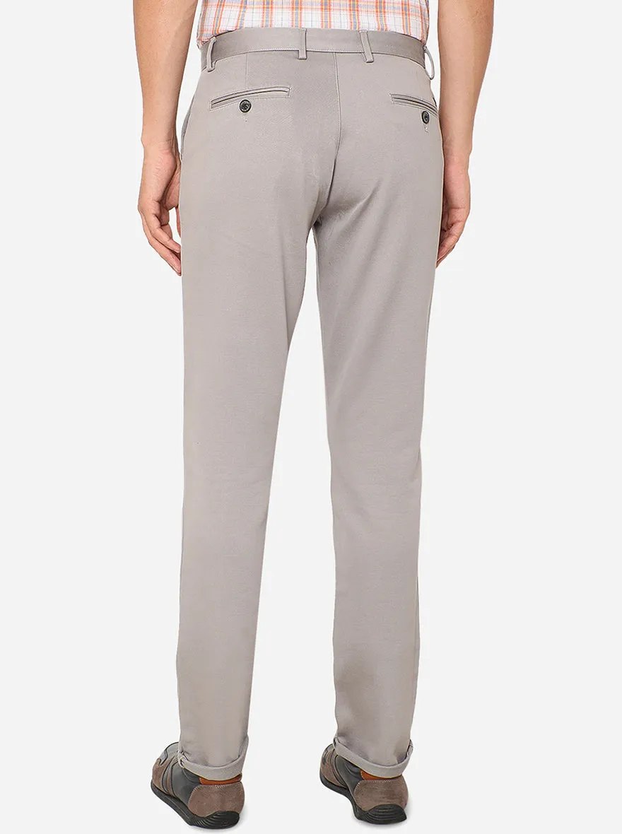 Light Grey Solid Uno Fit Casual Trouser | JadeBlue