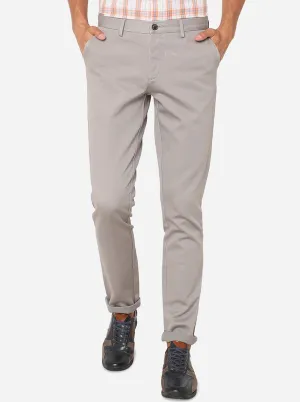 Light Grey Solid Uno Fit Casual Trouser | JadeBlue