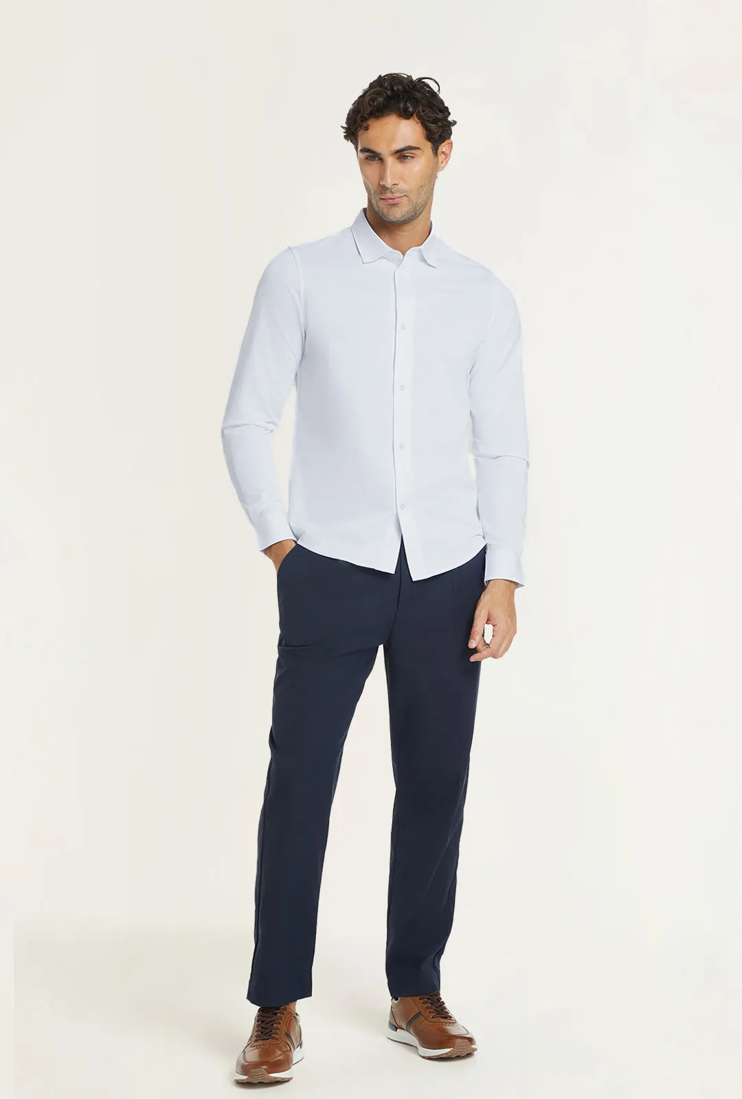LOGAN - Slim-Fit Knit-Oxford Shirt