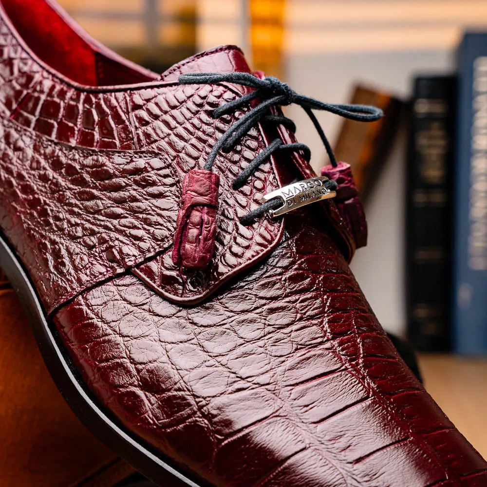 Marco Di Milano Fitipaldi in Wine Alligator Derby Dress Shoes