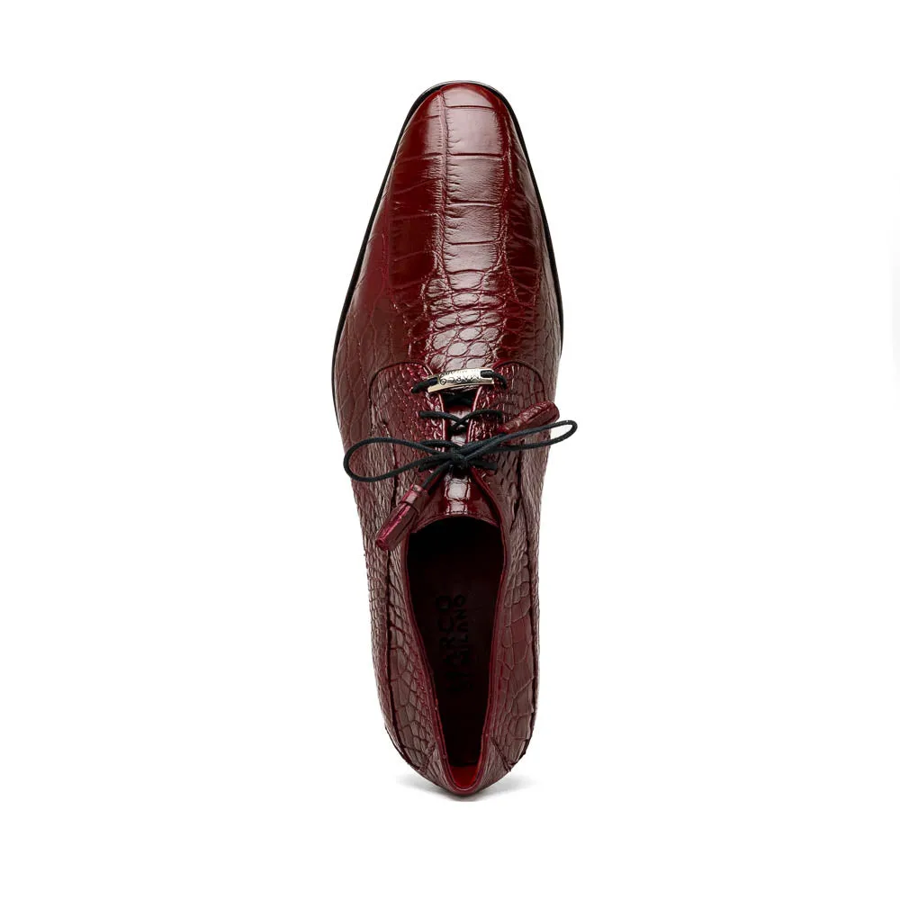 Marco Di Milano Fitipaldi in Wine Alligator Derby Dress Shoes