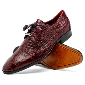 Marco Di Milano Fitipaldi in Wine Alligator Derby Dress Shoes