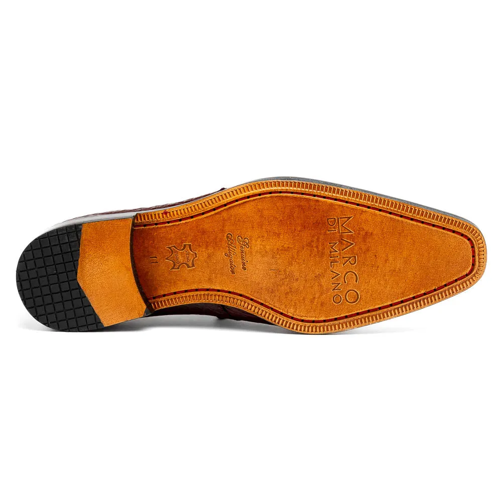 Marco Di Milano Fitipaldi in Wine Alligator Derby Dress Shoes