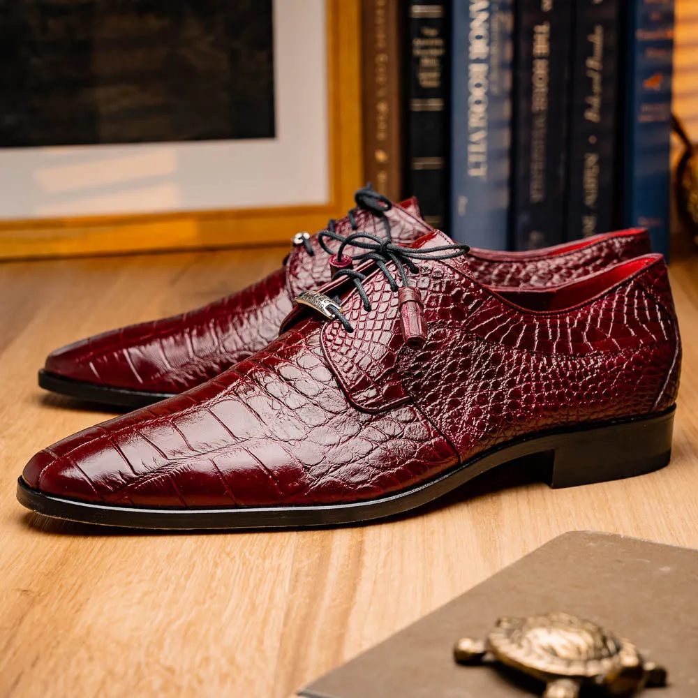 Marco Di Milano Fitipaldi in Wine Alligator Derby Dress Shoes