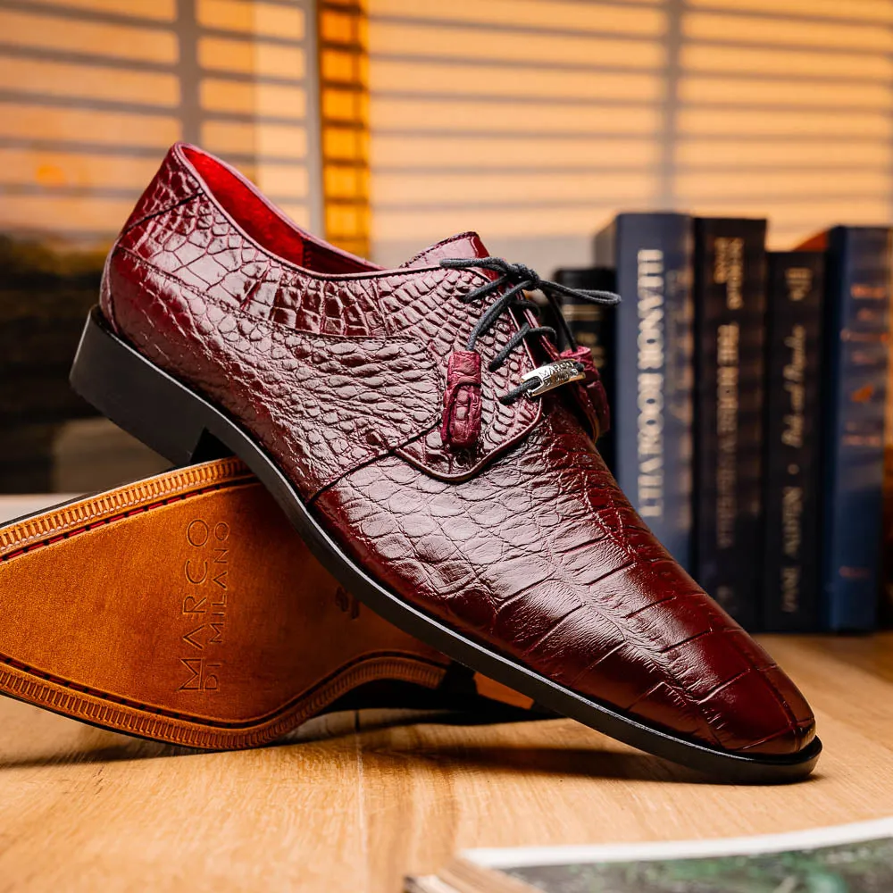 Marco Di Milano Fitipaldi in Wine Alligator Derby Dress Shoes