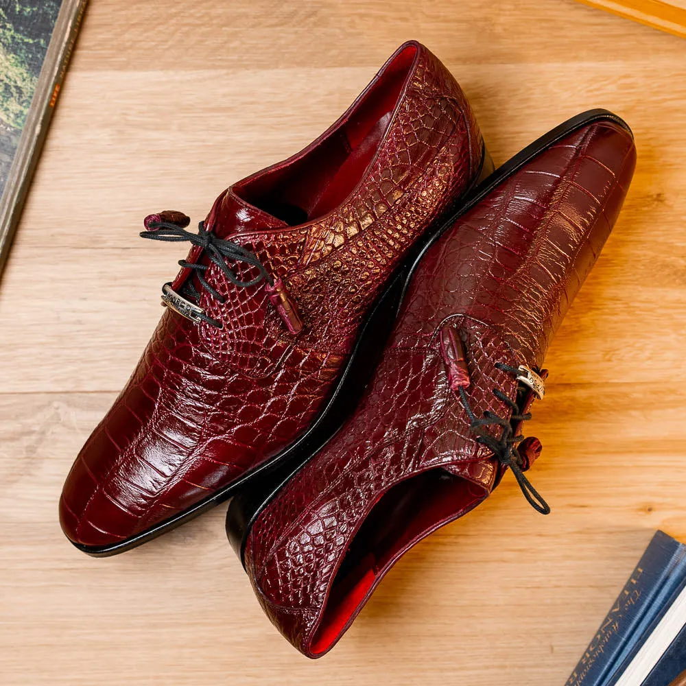Marco Di Milano Fitipaldi in Wine Alligator Derby Dress Shoes