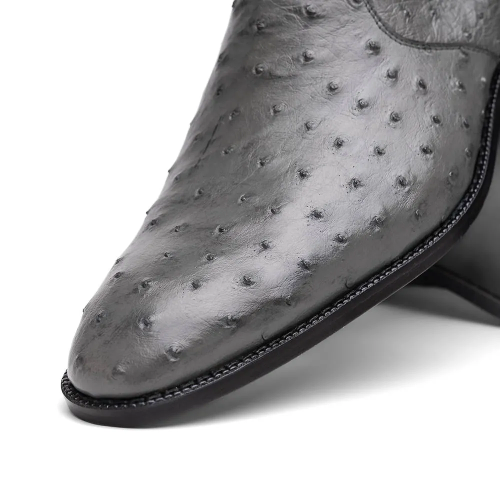 Marco Di Milano Giorgio in Serpentine Grey Ostrich Chelsea Boots