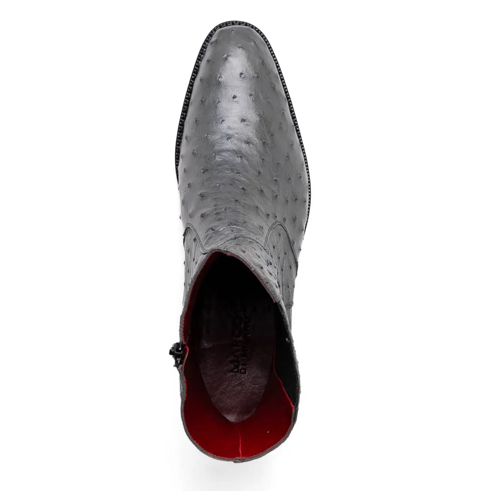 Marco Di Milano Giorgio in Serpentine Grey Ostrich Chelsea Boots