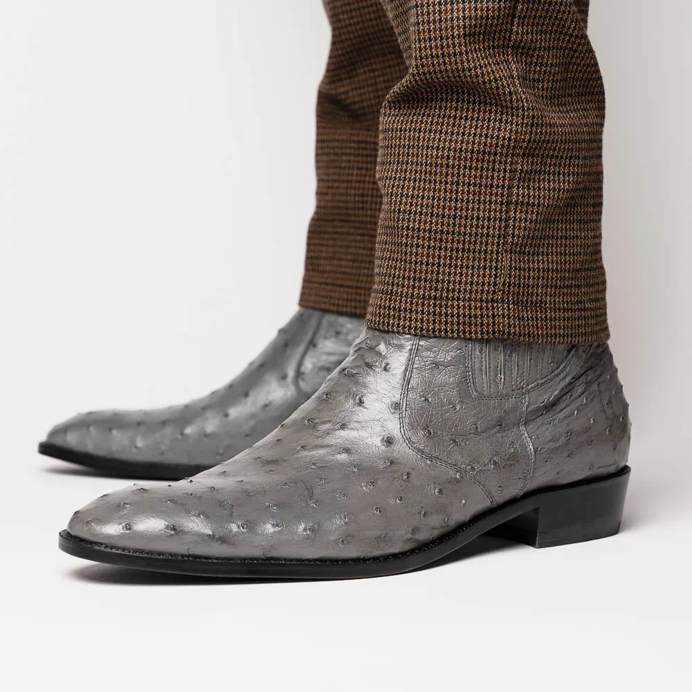Marco Di Milano Giorgio in Serpentine Grey Ostrich Chelsea Boots
