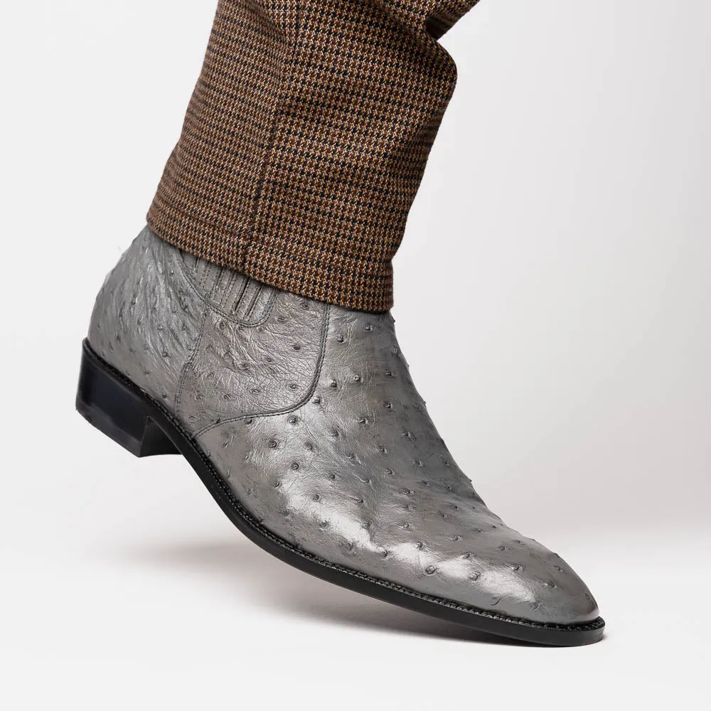 Marco Di Milano Giorgio in Serpentine Grey Ostrich Chelsea Boots
