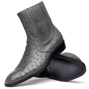 Marco Di Milano Giorgio in Serpentine Grey Ostrich Chelsea Boots