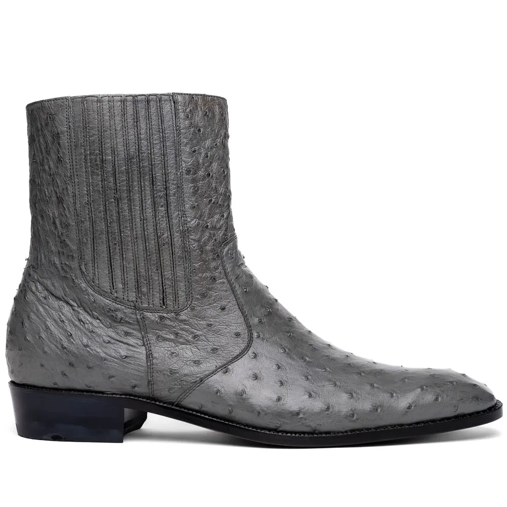 Marco Di Milano Giorgio in Serpentine Grey Ostrich Chelsea Boots
