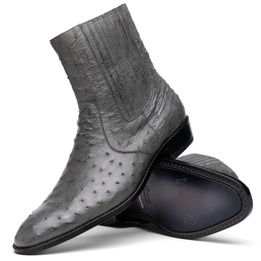 Marco Di Milano Giorgio in Serpentine Grey Ostrich Chelsea Boots